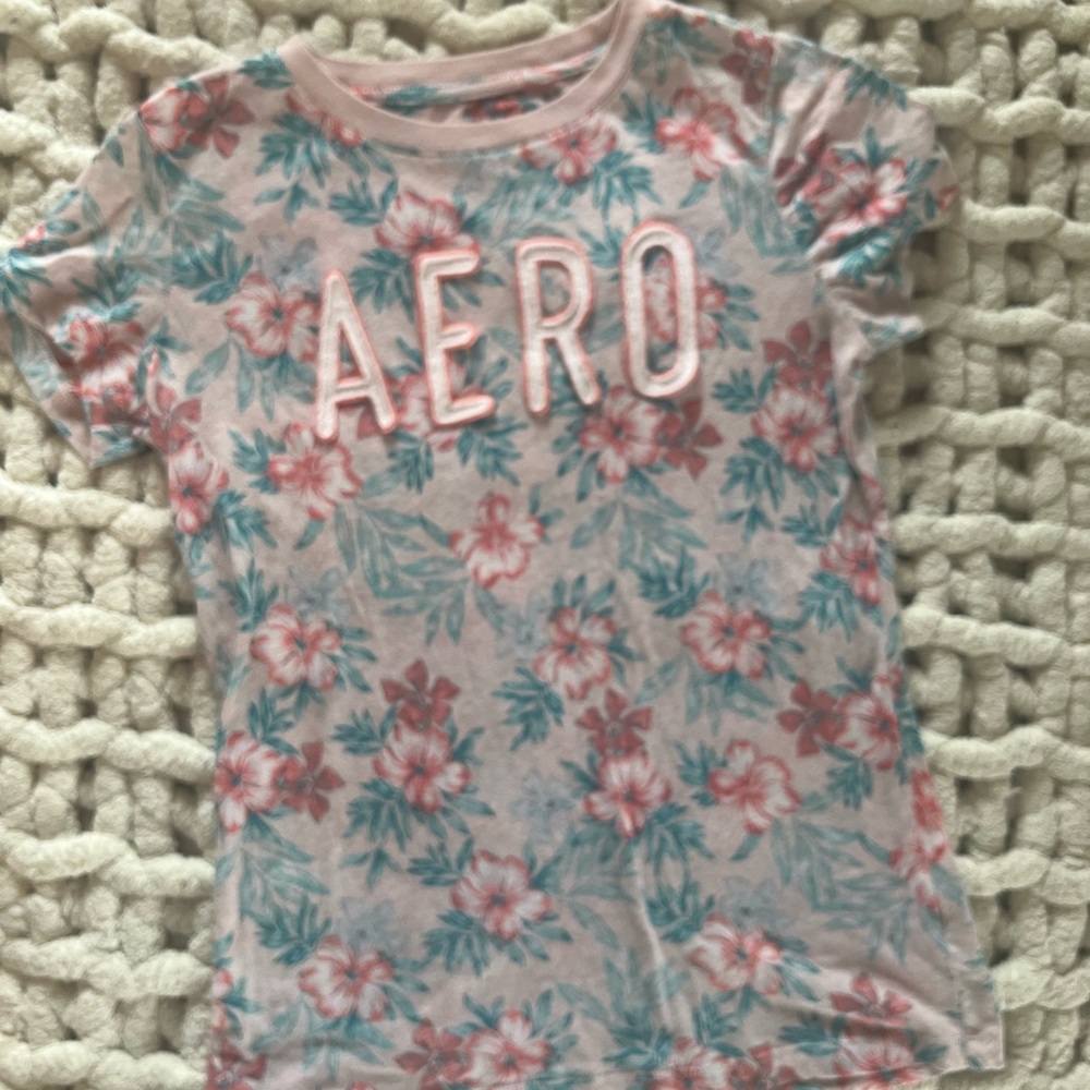 Aero Tropical Floral Tee - Pink and Blue
